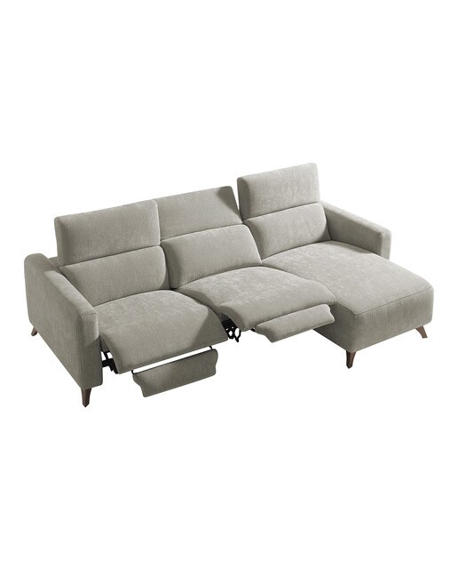 Sofá con chaiselongue derecha y 2 asientos relax eléctricos Oporto El Corte Inglés - Tostado 266 cm Tostado-3