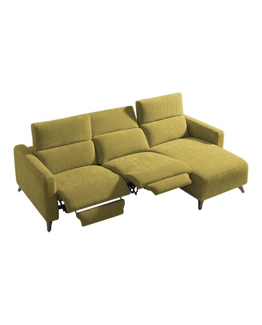 Sofá con chaiselongue derecha y 2 asientos relax eléctricos Oporto El Corte Inglés - Ocre 266 cm Ocre-3