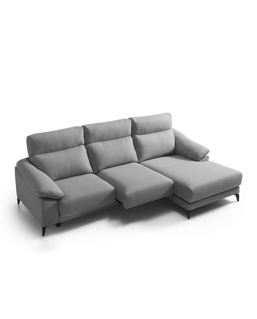 Sofá de 3 Lugares com Chaise-longue Direita Alabama Cinzento-claro-5