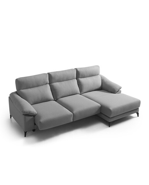 Sofá de 3 Lugares com Chaise-longue Direita Alabama Cinzento-claro-6