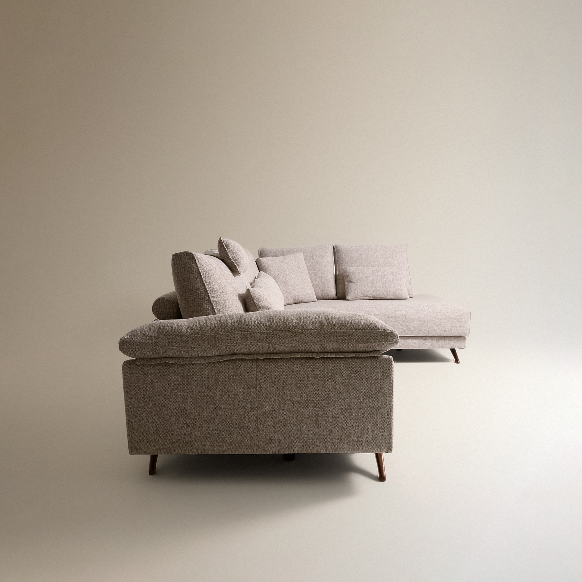 Sofá rinconera de 5 plazas con terminal derecho tapizado Aneka - Enzo Beige Enzo Beige-4