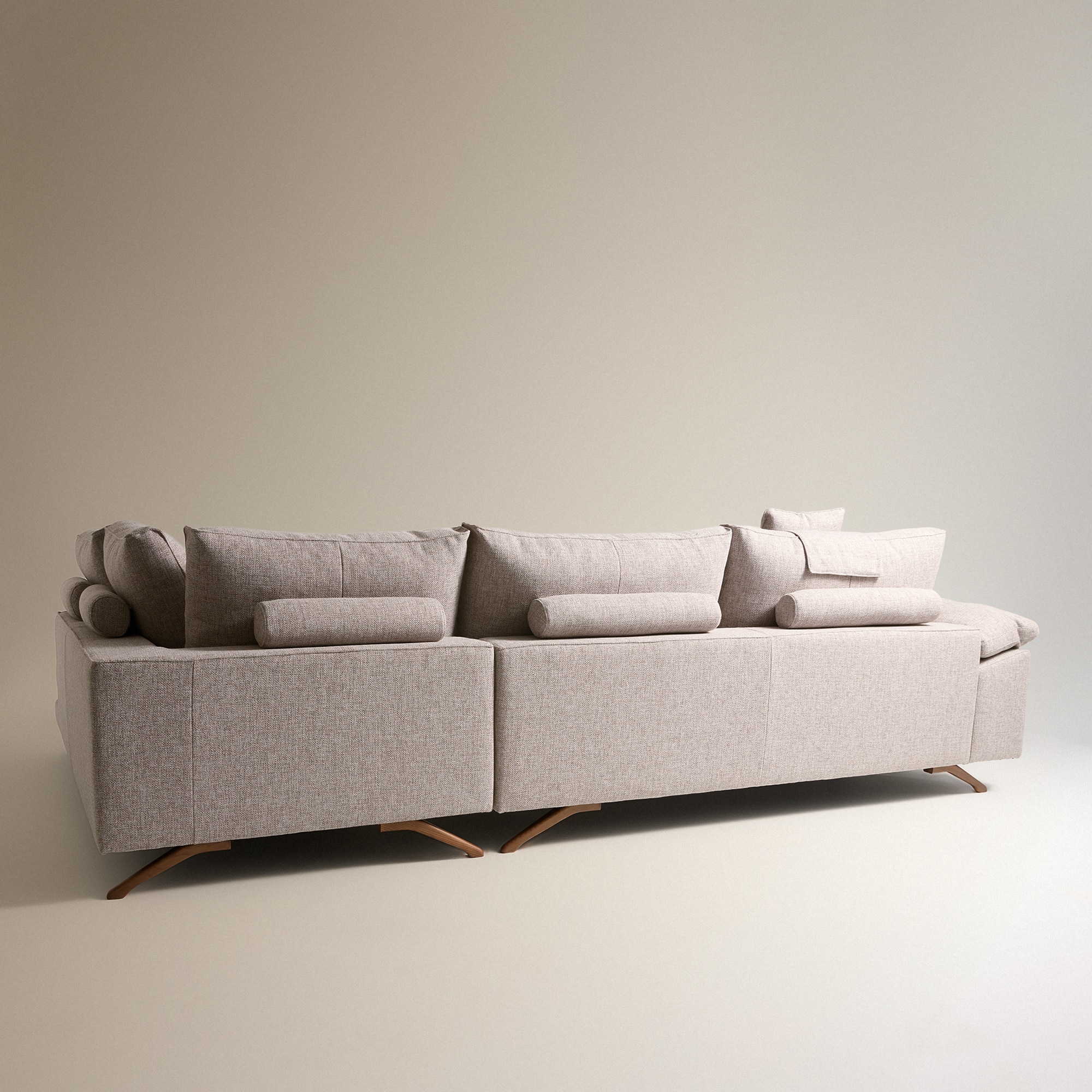 Sofá rinconera de 5 plazas con terminal derecho tapizado Aneka - Enzo Beige Enzo Beige-5