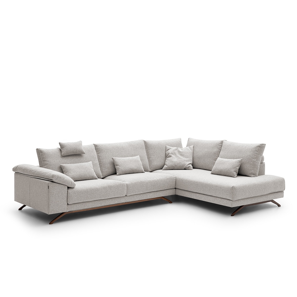 Sofá de Canto de 5 lugares com Terminal Direito Aneka Cinzento-claro-1
