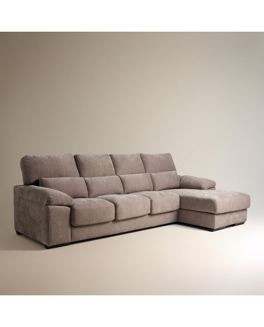 Sofá de 3 Lugares com Assentos Deslizantes e Chaise Longue Direita Jerte Storm - Torrado-2