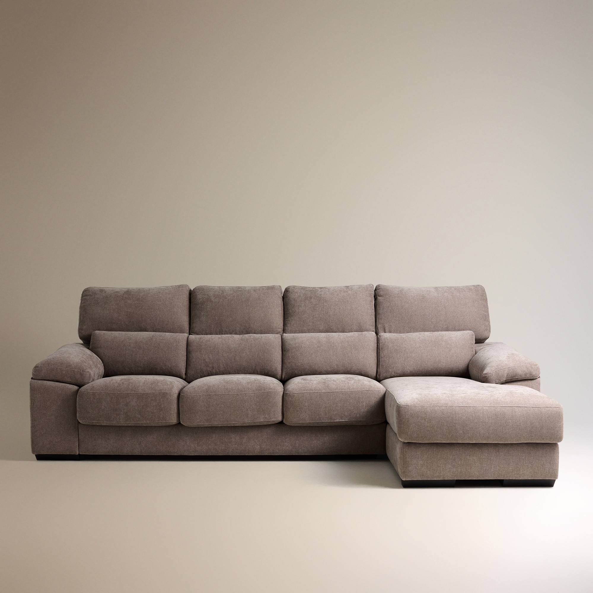 Sofá de 3 Lugares com Assentos Deslizantes e Chaise Longue Direita Jerte Storm - Torrado-3