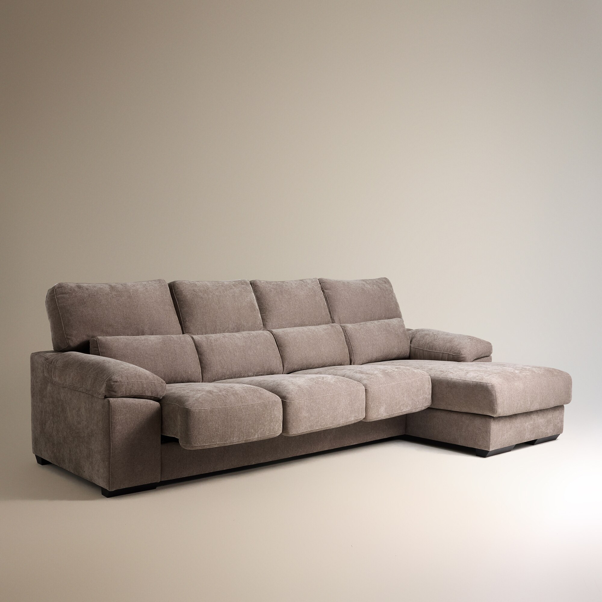 Sofá de 3 Lugares com Assentos Deslizantes e Chaise Longue Direita Jerte Storm - Torrado-5