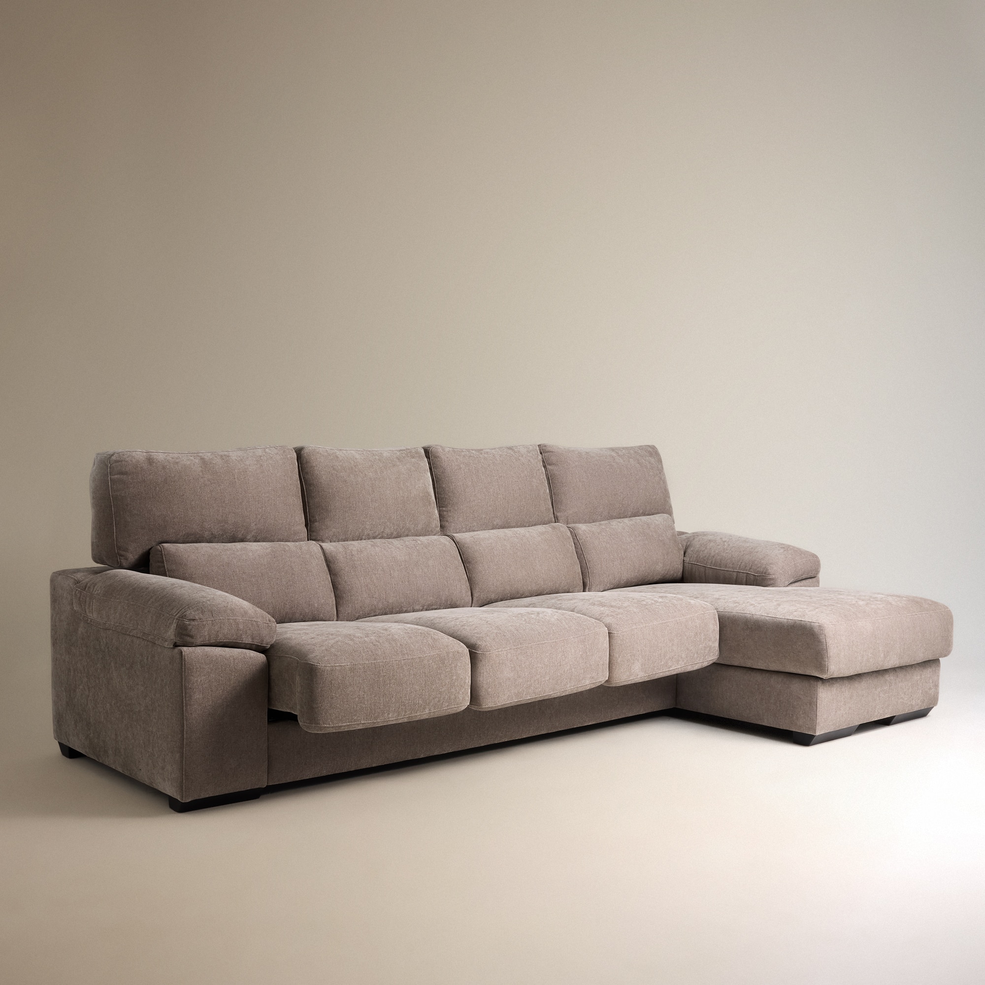 Sofá de 3 Lugares com Assentos Deslizantes e Chaise Longue Direita Jerte Storm - Torrado-6