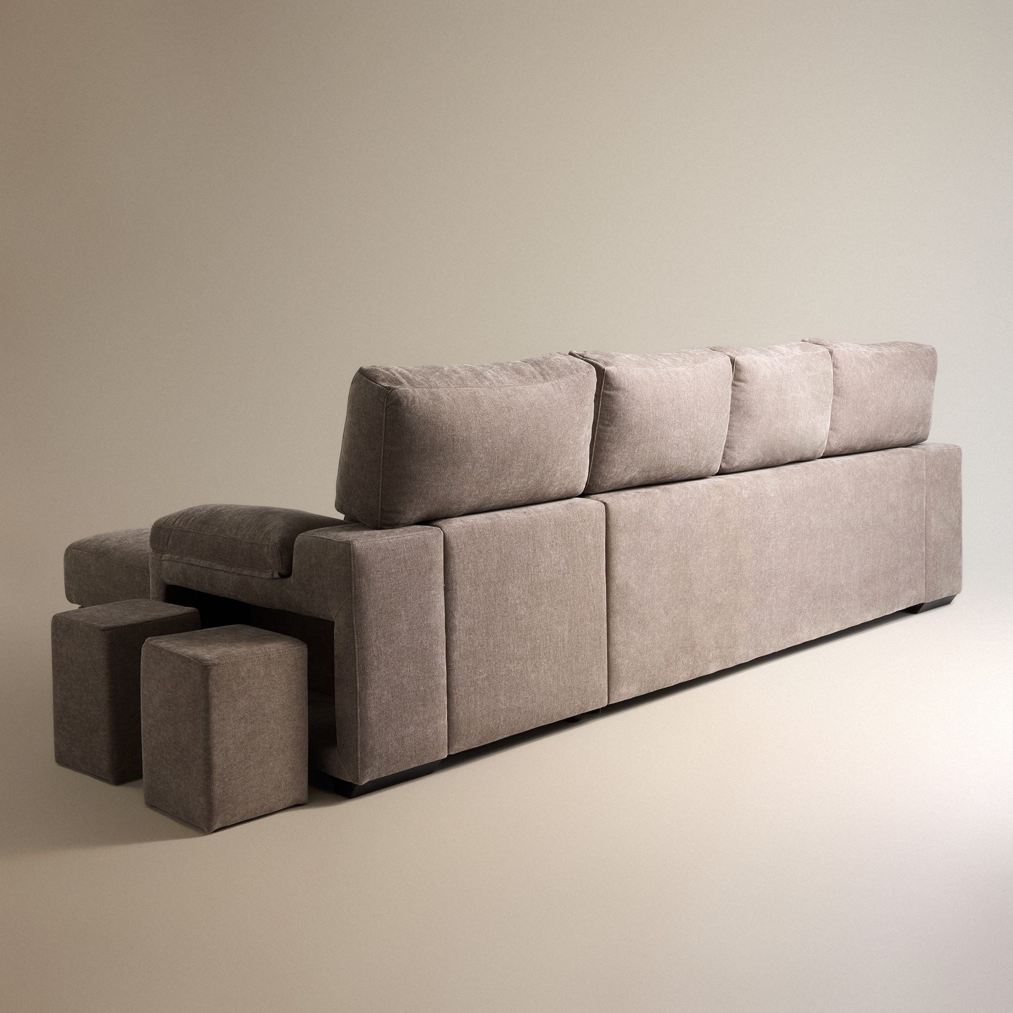 Sofá de 3 Lugares com Assentos Deslizantes e Chaise Longue Direita Jerte Storm - Torrado-8