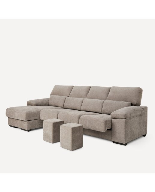 Sofá de 3 plazas con asientos deslizantes y chaiselongue izquierda Jerte El Corte Inglés. - Storm/Tostado Storm/Tostado-5