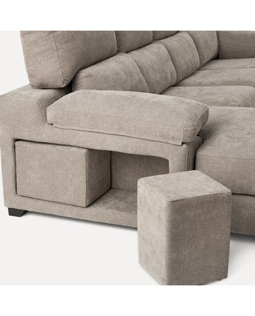 Sofá de 3 plazas con asientos deslizantes y chaiselongue izquierda Jerte El Corte Inglés. - Storm/Tostado Storm/Tostado-6