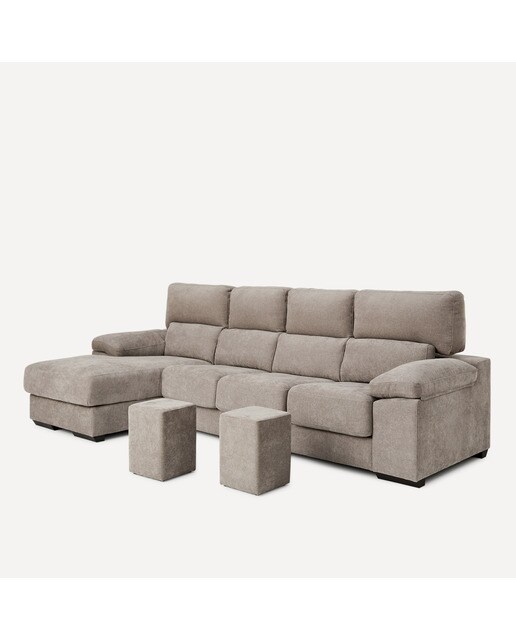 Sofá de 3 plazas con asientos deslizantes y chaiselongue izquierda Jerte El Corte Inglés. - Storm/Tostado Storm/Tostado-7