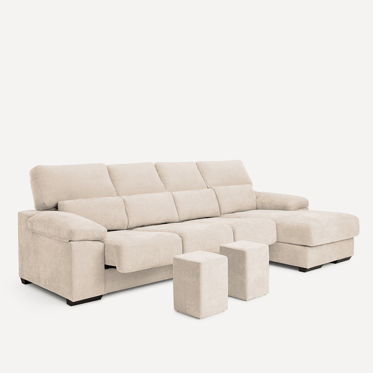 Sofá de 3 plazas con asientos deslizantes y chaiselongue derecha Jerte El Corte Inglés - Storm/Crudo Storm/Crudo-5
