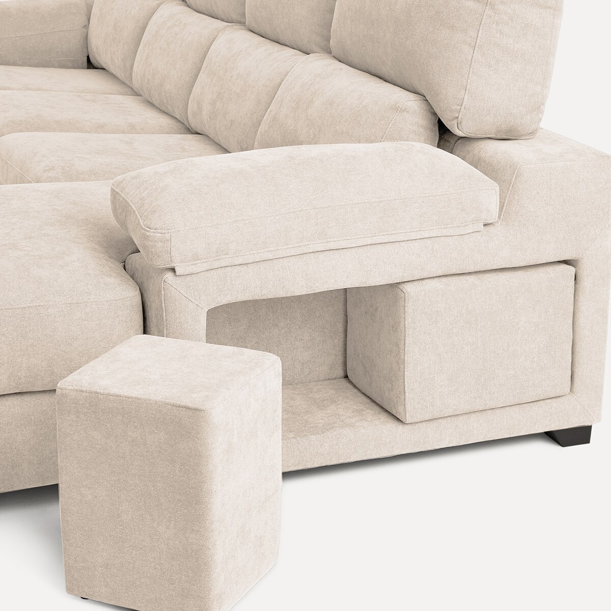 Sofá de 3 plazas con asientos deslizantes y chaiselongue derecha Jerte El Corte Inglés - Storm/Crudo Storm/Crudo-6