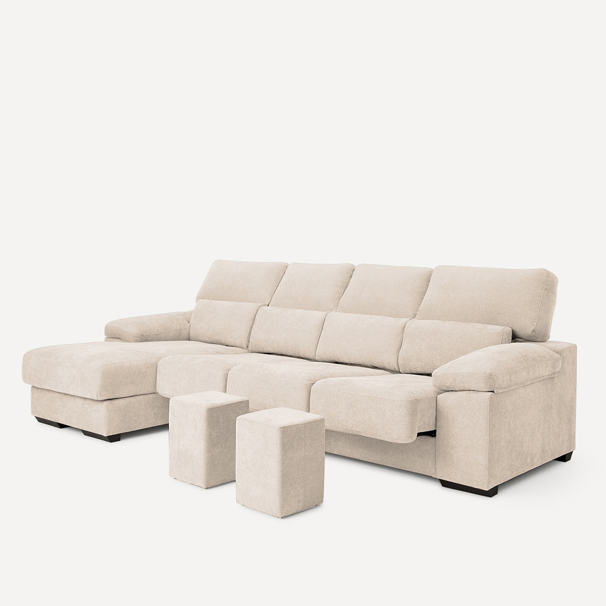 Sofá de 3 plazas con asientos deslizantes y chaiselongue izquierda Jerte El Corte Inglés. - Storm/Crudo Storm/Crudo-5