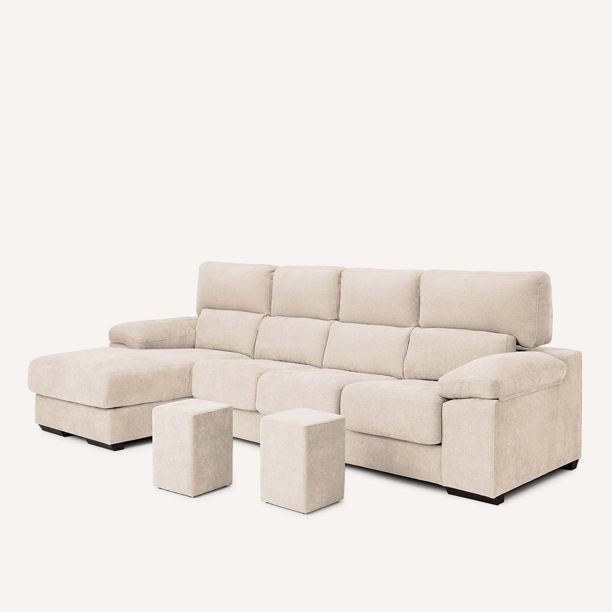 Sofá de 3 plazas con asientos deslizantes y chaiselongue izquierda Jerte El Corte Inglés. - Storm/Crudo Storm/Crudo-7