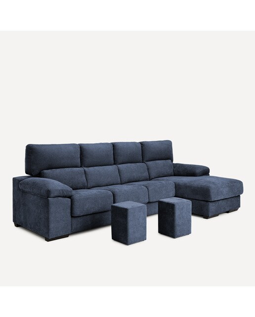 Sofá de 3 plazas con asientos deslizantes y chaiselongue derecha Jerte El Corte Inglés - Storm/Azul Storm/Azul-7