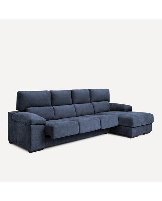 Sofá de 3 plazas con asientos deslizantes y chaiselongue derecha Jerte El Corte Inglés - Storm/Azul Storm/Azul-8