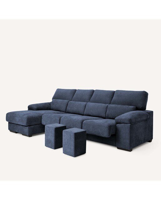 Sofá de 3 plazas con asientos deslizantes y chaiselongue izquierda Jerte El Corte Inglés. - Storm/Azul Storm/Azul-5