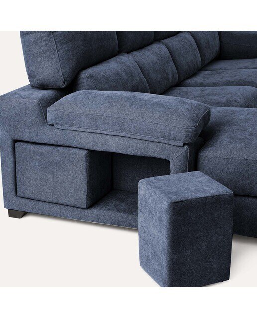 Sofá de 3 plazas con asientos deslizantes y chaiselongue izquierda Jerte El Corte Inglés. - Storm/Azul Storm/Azul-6
