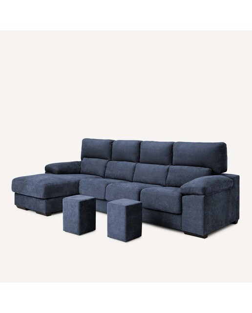 Sofá de 3 plazas con asientos deslizantes y chaiselongue izquierda Jerte El Corte Inglés. - Storm/Azul Storm/Azul-7