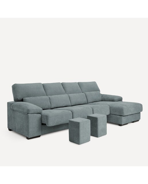 Sofá de 3 plazas con asientos deslizantes y chaiselongue derecha Jerte El Corte Inglés - Storm/Aqua Storm/Aqua-5