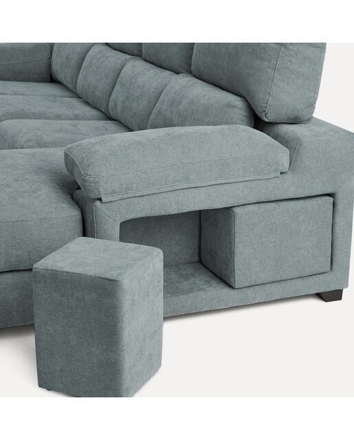 Sofá de 3 plazas con asientos deslizantes y chaiselongue derecha Jerte El Corte Inglés - Storm/Aqua Storm/Aqua-6
