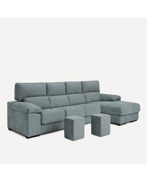 Sofá de 3 plazas con asientos deslizantes y chaiselongue derecha Jerte El Corte Inglés - Storm/Aqua Storm/Aqua-7