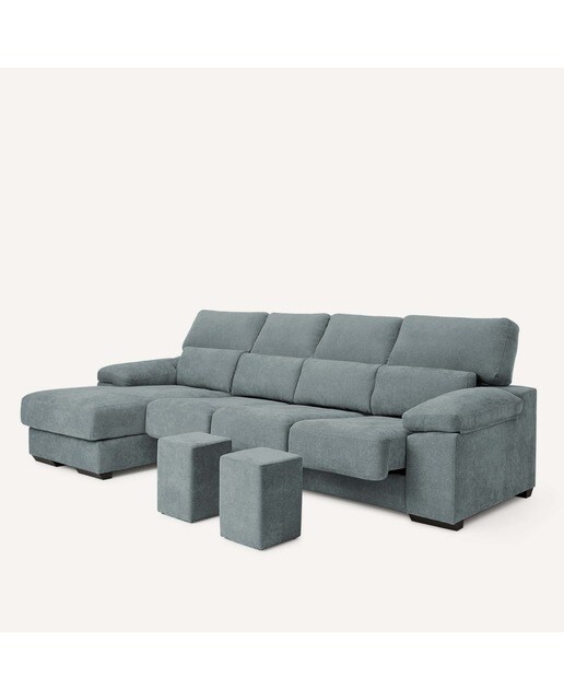 Sofá de 3 plazas con asientos deslizantes y chaiselongue izquierda Jerte El Corte Inglés. - Storm/Aqua Storm/Aqua-5