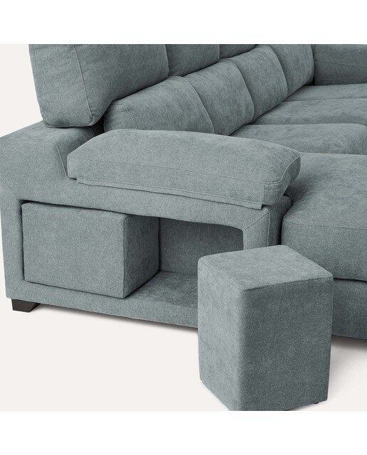 Sofá de 3 plazas con asientos deslizantes y chaiselongue izquierda Jerte El Corte Inglés. - Storm/Aqua Storm/Aqua-6