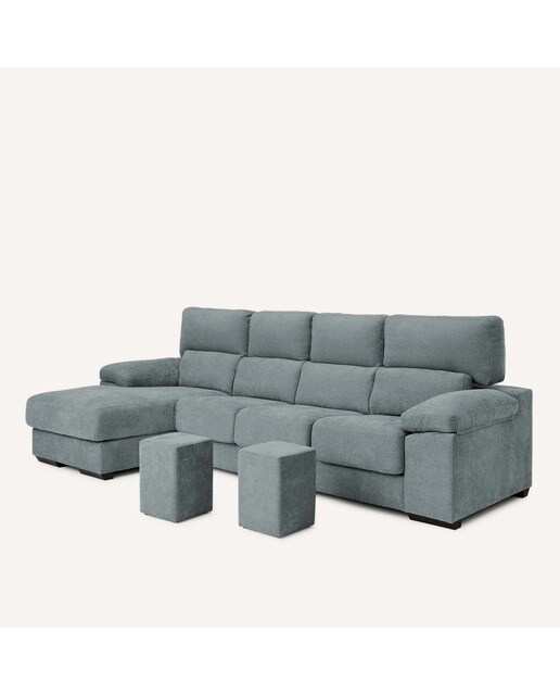 Sofá de 3 plazas con asientos deslizantes y chaiselongue izquierda Jerte El Corte Inglés. - Storm/Aqua Storm/Aqua-7