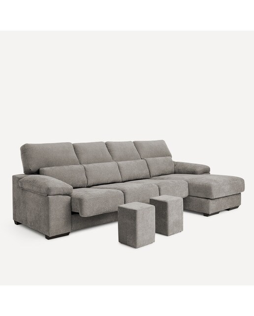 Sofá de 3 plazas con asientos deslizantes y chaiselongue derecha Jerte El Corte Inglés - Storm/Gris medio Storm/Gris medio-5
