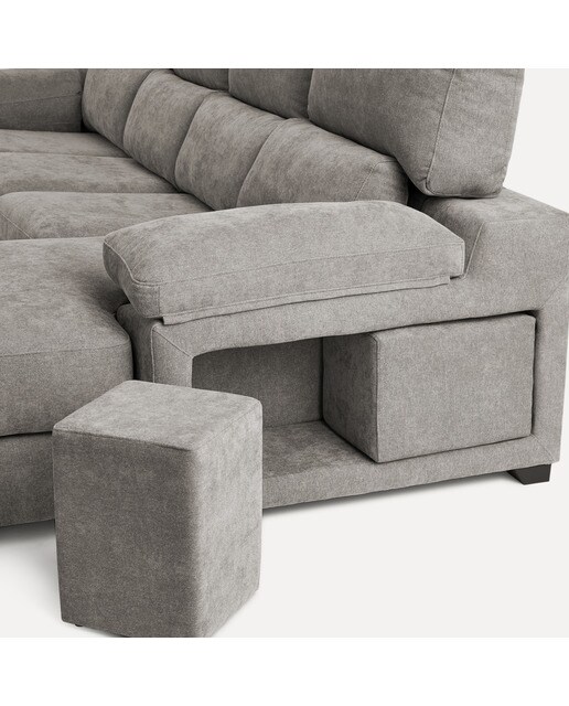 Sofá de 3 plazas con asientos deslizantes y chaiselongue derecha Jerte El Corte Inglés - Storm/Gris medio Storm/Gris medio-6