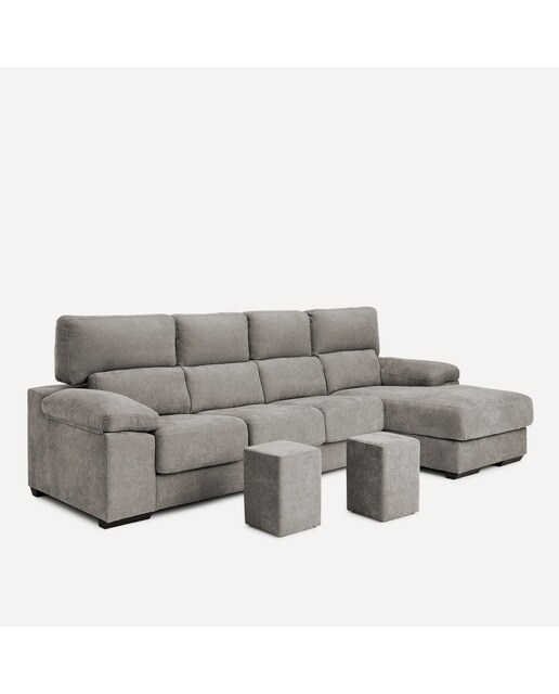 Sofá de 3 plazas con asientos deslizantes y chaiselongue derecha Jerte El Corte Inglés - Storm/Gris medio Storm/Gris medio-7