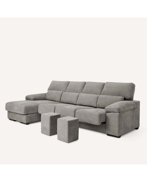 Sofá de 3 plazas con asientos deslizantes y chaiselongue izquierda Jerte El Corte Inglés. - Storm/Gris medio Storm/Gris medio-5