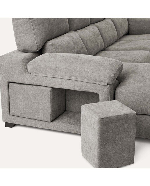 Sofá de 3 plazas con asientos deslizantes y chaiselongue izquierda Jerte El Corte Inglés. - Storm/Gris medio Storm/Gris medio-6