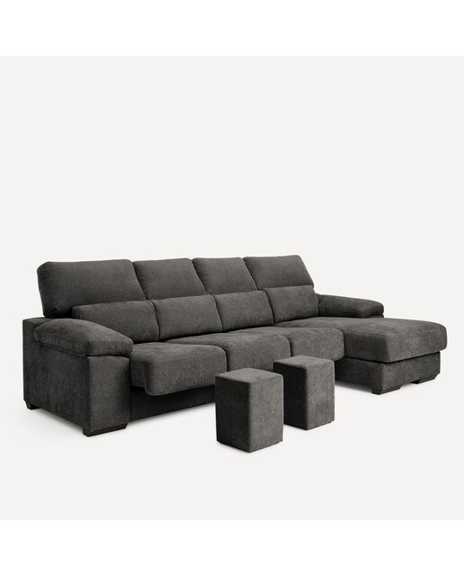 Sofá de 3 plazas con asientos deslizantes y chaiselongue derecha Jerte El Corte Inglés - Storm/Gris oscuro Storm/Gris oscuro-5