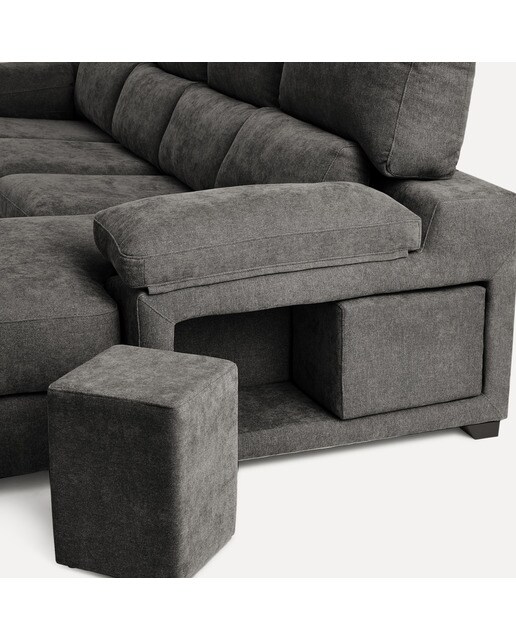 Sofá de 3 plazas con asientos deslizantes y chaiselongue derecha Jerte El Corte Inglés - Storm/Gris oscuro Storm/Gris oscuro-6