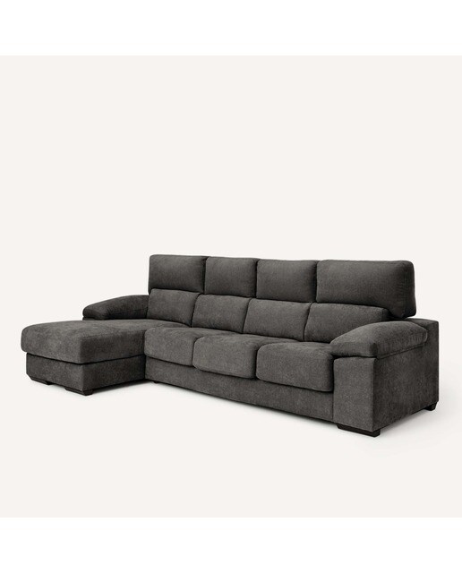 Sofá de 3 Lugares com Assentos Deslizantes e Chaise Longue Esquerda Jerte Storm - Cinzento Escuro-2