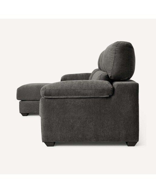Sofá de 3 Lugares com Assentos Deslizantes e Chaise Longue Esquerda Jerte Storm - Cinzento Escuro-3