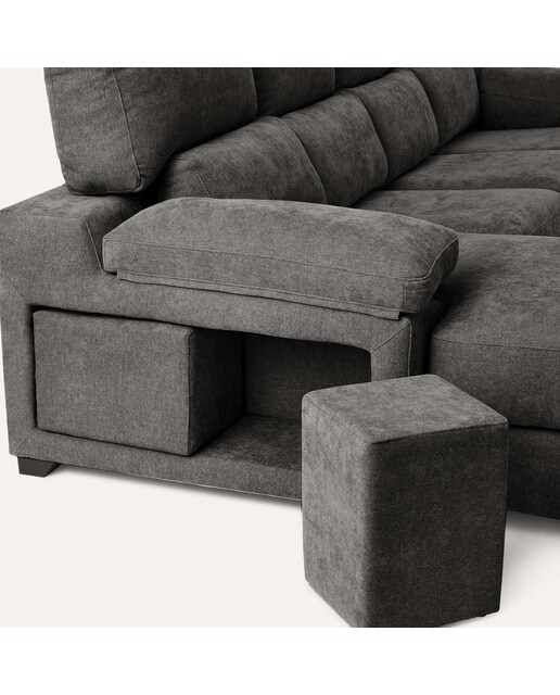Sofá de 3 Lugares com Assentos Deslizantes e Chaise Longue Esquerda Jerte Storm - Cinzento Escuro-6