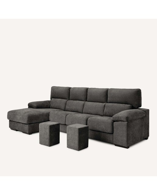 Sofá de 3 Lugares com Assentos Deslizantes e Chaise Longue Esquerda Jerte Storm - Cinzento Escuro-7