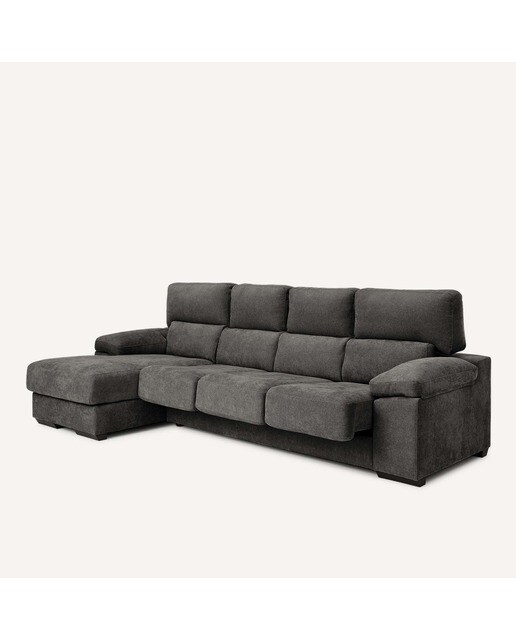 Sofá de 3 Lugares com Assentos Deslizantes e Chaise Longue Esquerda Jerte Storm - Cinzento Escuro-8