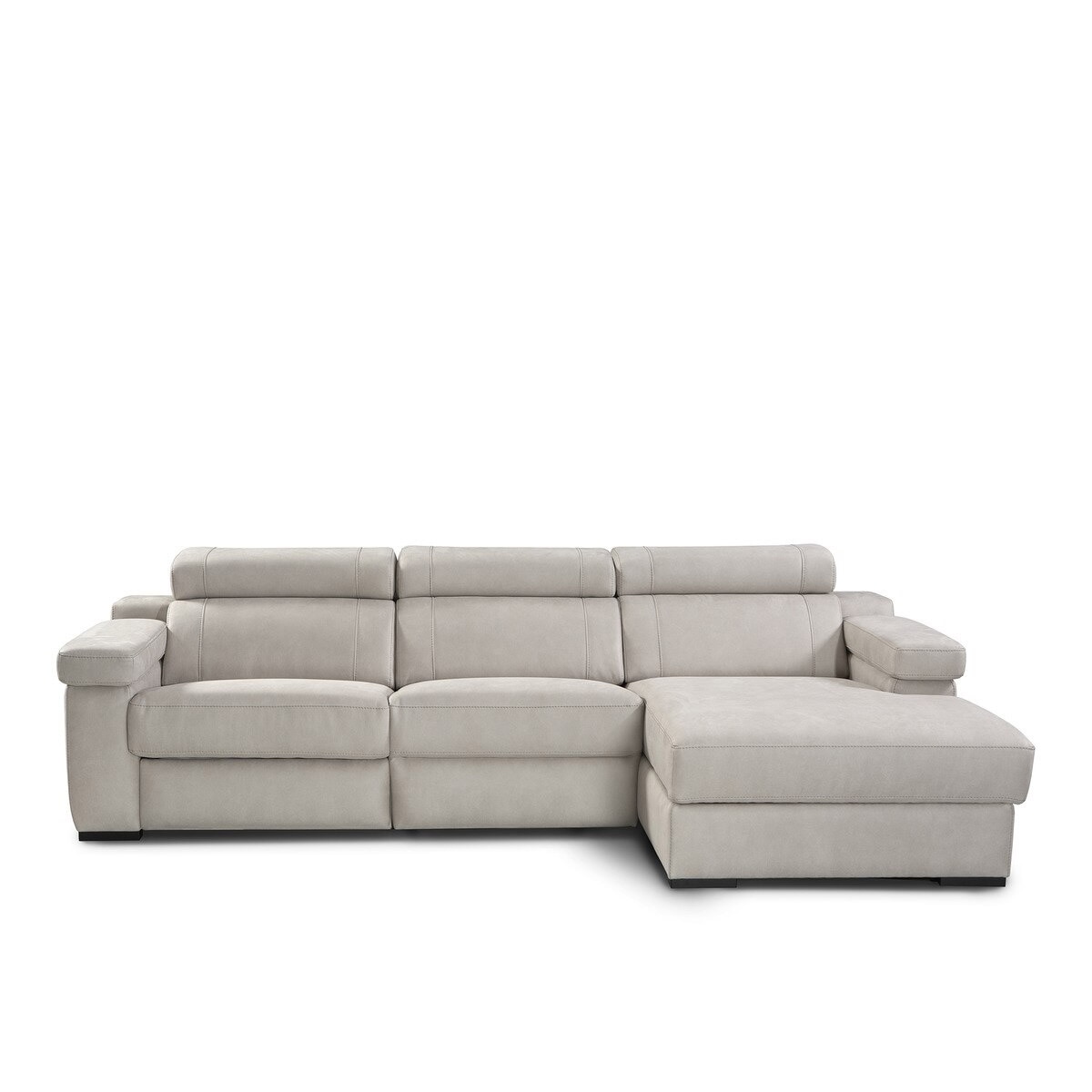 Imagem 0 de Sofá de 3 Lugares com Chaise Longue Direita com Baú e 1 Assento de Relax Elétrico em Tecido de Microfibra City