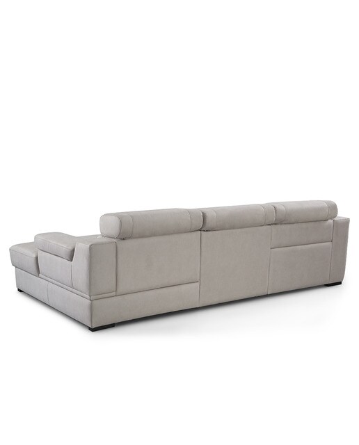 Sofá de 3 Lugares com Chaise Longue Direita com Baú e 1 Assento de Relax Elétrico em Tecido de Microfibra City Brutus - Cinzento-Claro-4