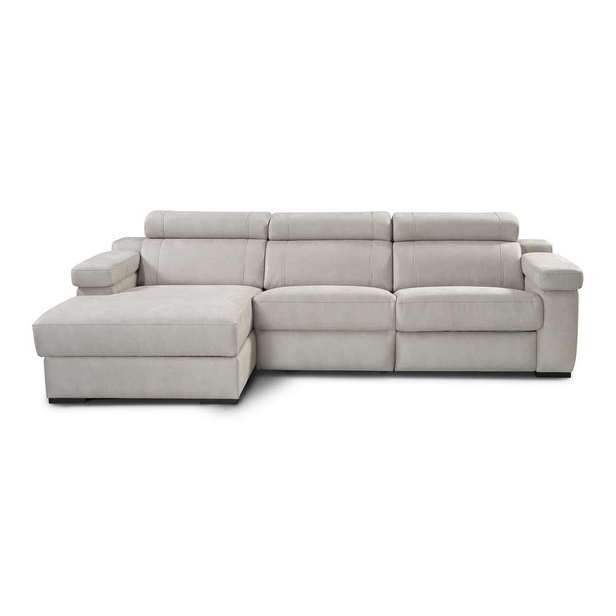 Imagem 0 de Sofá de 3 Lugares com Chaise Longue Esquerda com Baú e 1 Assento de Relax Elétrico em Tecido de Microfibra City