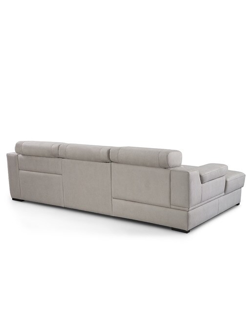 Sofá de 3 Lugares com Chaise Longue Esquerda com Baú e 1 Assento de Relax Elétrico em Tecido de Microfibra City Brutus - Cinzento-Claro-4