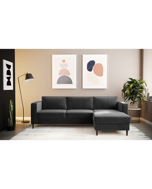 Sofá de 4 plazas con chaiselongue reversible Alan El Corte Inglés - Gris claro Antracita-8