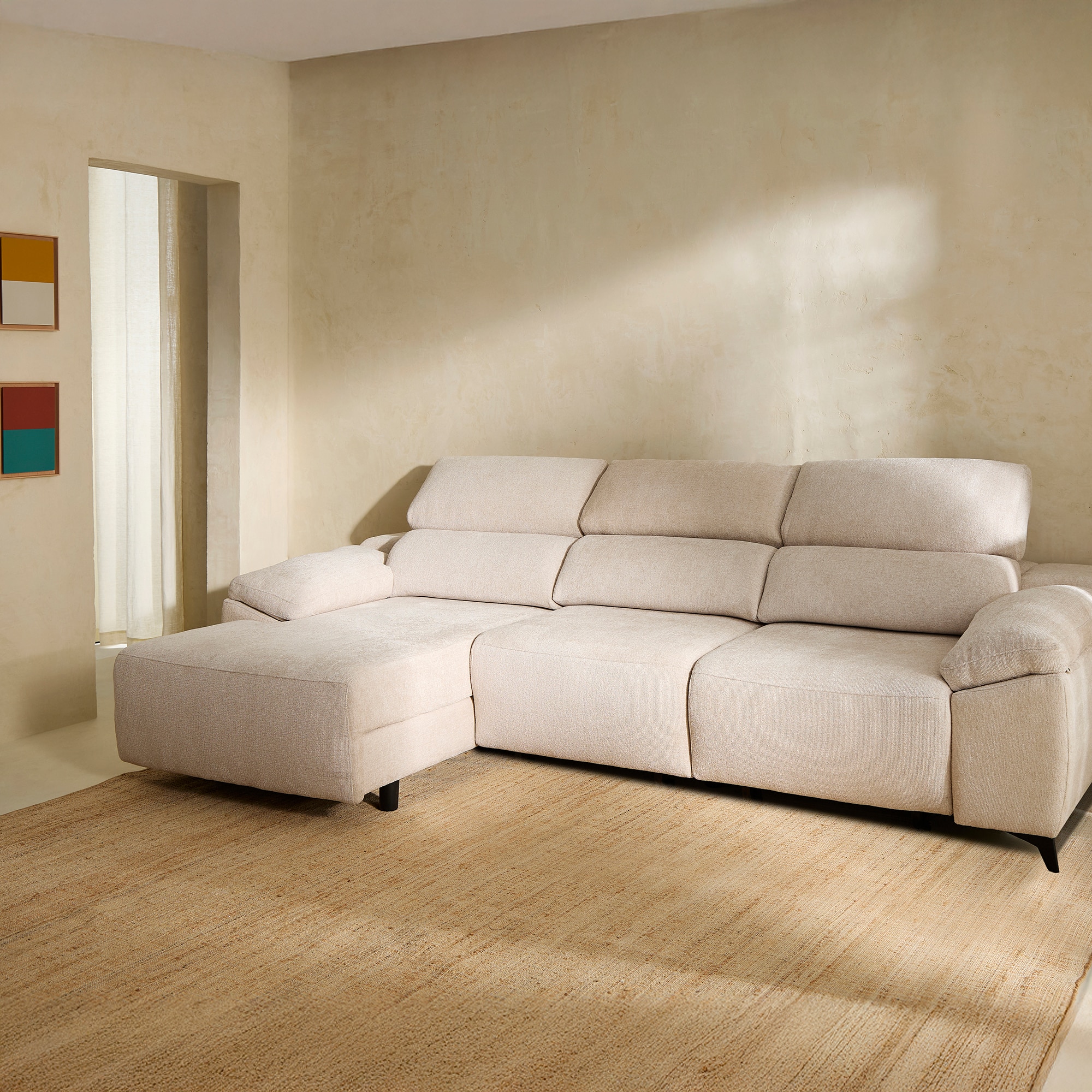 Imagem 0 de Sofá de 5 Lugares com 2 Assentos Deslizantes e Chaise-longue Esquerda Fedra