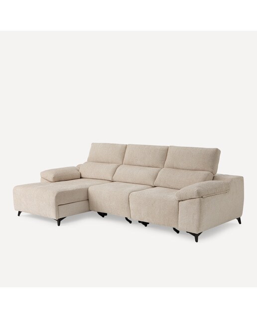 Sofá de 5 Lugares com 2 Assentos Deslizantes e Chaise-longue Esquerda Fedra Creme / Bege-2