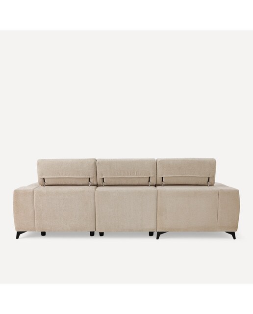 Sofá de 5 Lugares com 2 Assentos Deslizantes e Chaise-longue Esquerda Fedra Creme / Bege-4